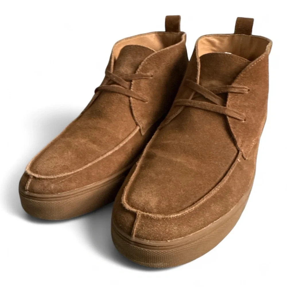 Brown Suede Chukka Moccasins Lace Up Mens Size 10 Casual Everyday Ankle Boots